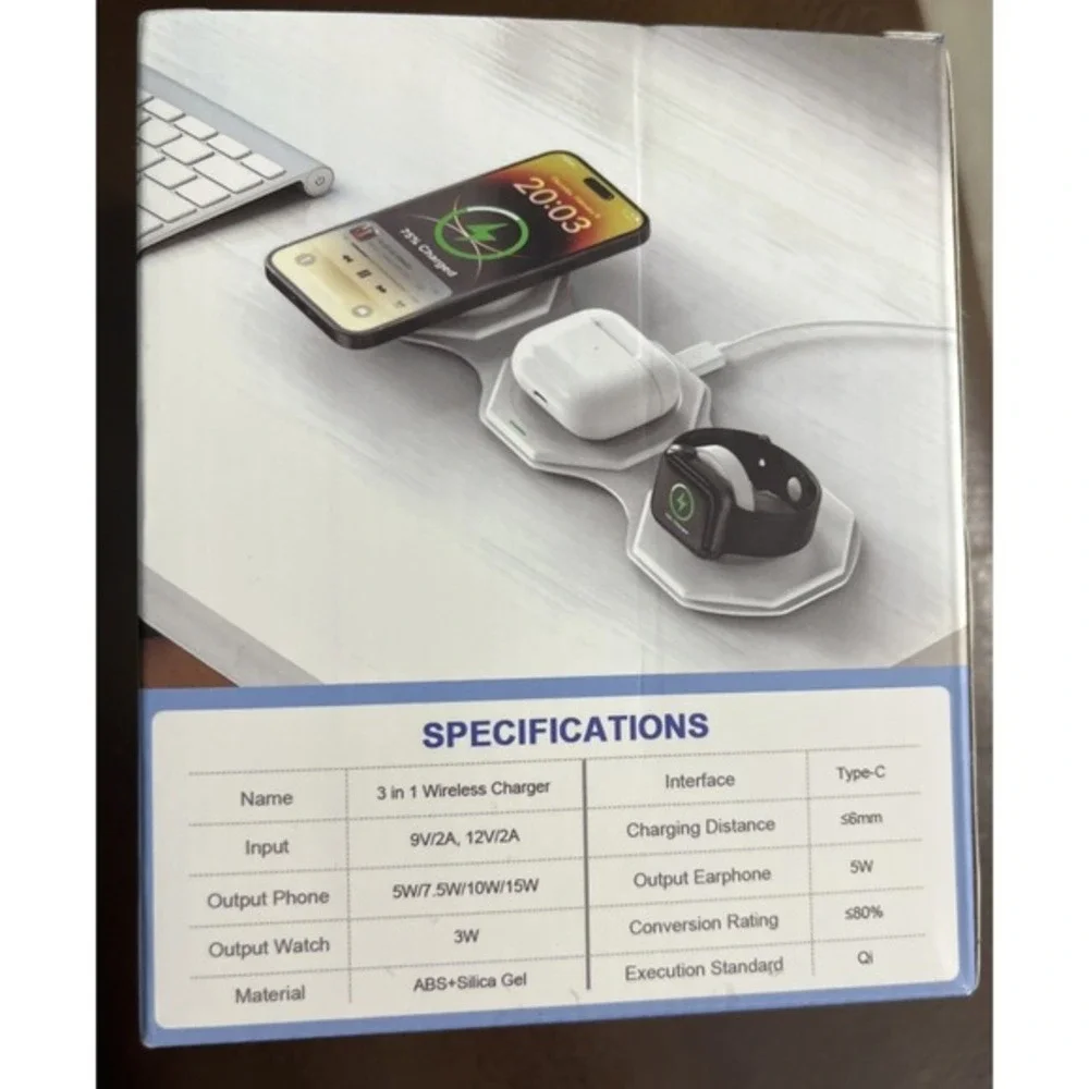 3 in‎ 1 Wireless Charging Station for Apple Multiple Devices, Foldable Magnetic